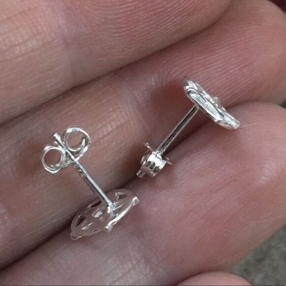 Sterling Silver Pentagram Stud Earrings - Picture 3 of 3